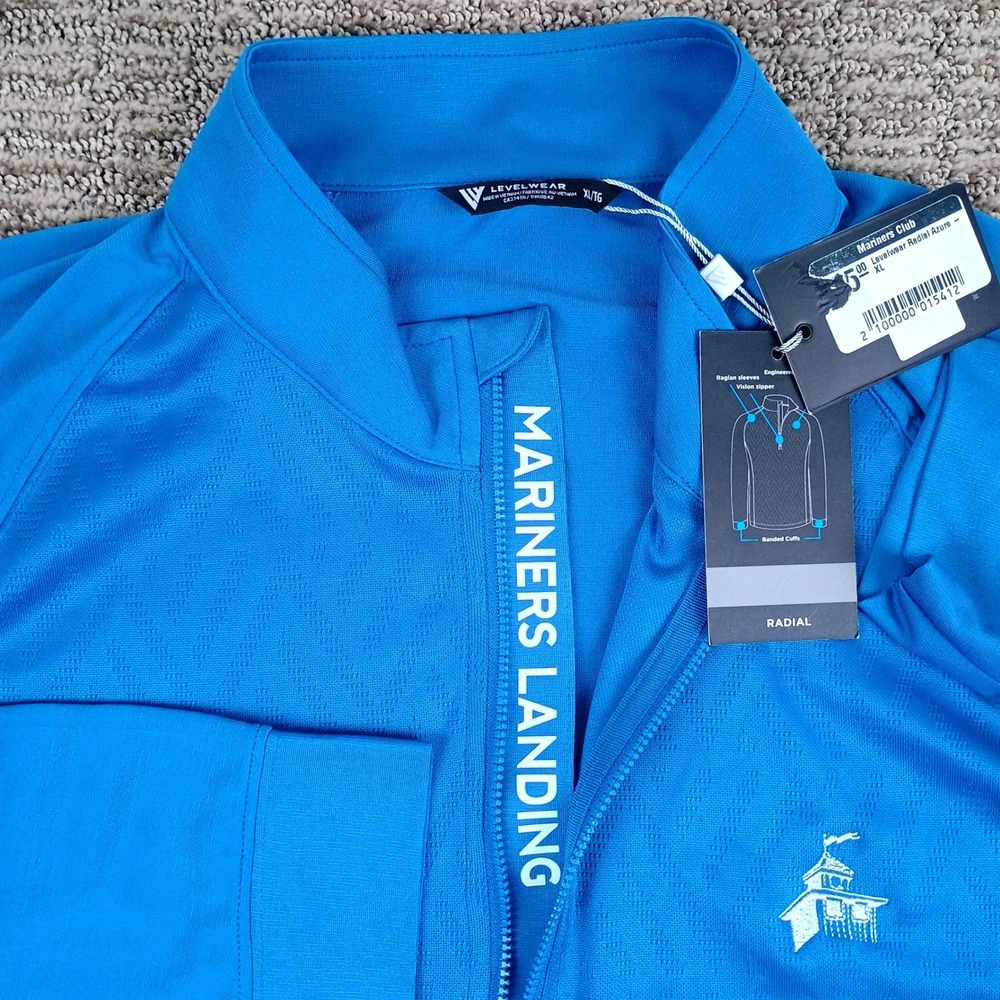 Levelwear Quarter Zip Pullover Men XL Azure Blue Mariners Landing Golf Club